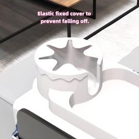 ROSSRORE Anti-Slip Couch Armrest Tray & Cup Holder, Sofa Armrest Organizer with 4 Pockets for Magazines, Tablets, Phones, iPads, Coffee Cups White