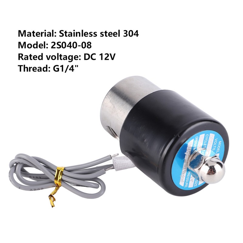 DC 12V G1/4" Stainless Steel 304 Normally Closed Electric Solenoid