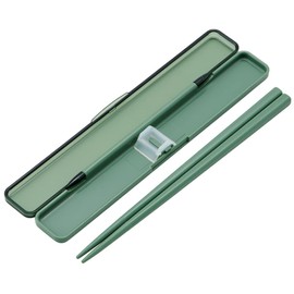 Skater ABC3AG-A Sage Green Chopsticks and Case Set, 7.1 inches (18 cm), Antibacterial for Adults, Made in Japan