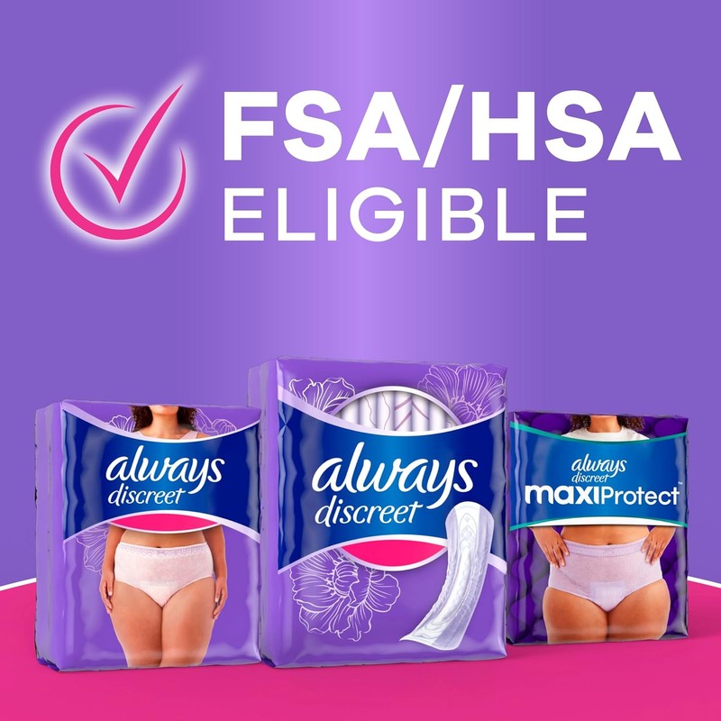 Always Discreet Adult Incontinence Pads for Women, Drier, 7 Drop