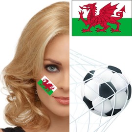 Womaha 30 Sheets Wales Temporary Tattoos for Kids Football Temporary Face Tattoos