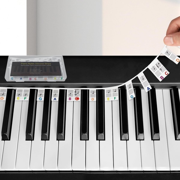 ZUFECY Piano Notes for Beginner, 88-Key Full Size, Removable Silicone