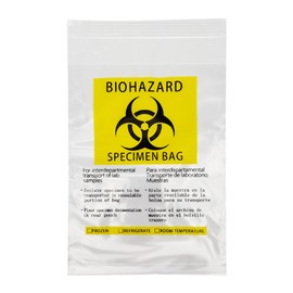 Mantianstar Biohazard Bags 6x9in/15x25cm,Specimen Bags with Biohazard Logo Printing, Lab Sample Bag with Pocket Pouch (Yellow 50pcs)