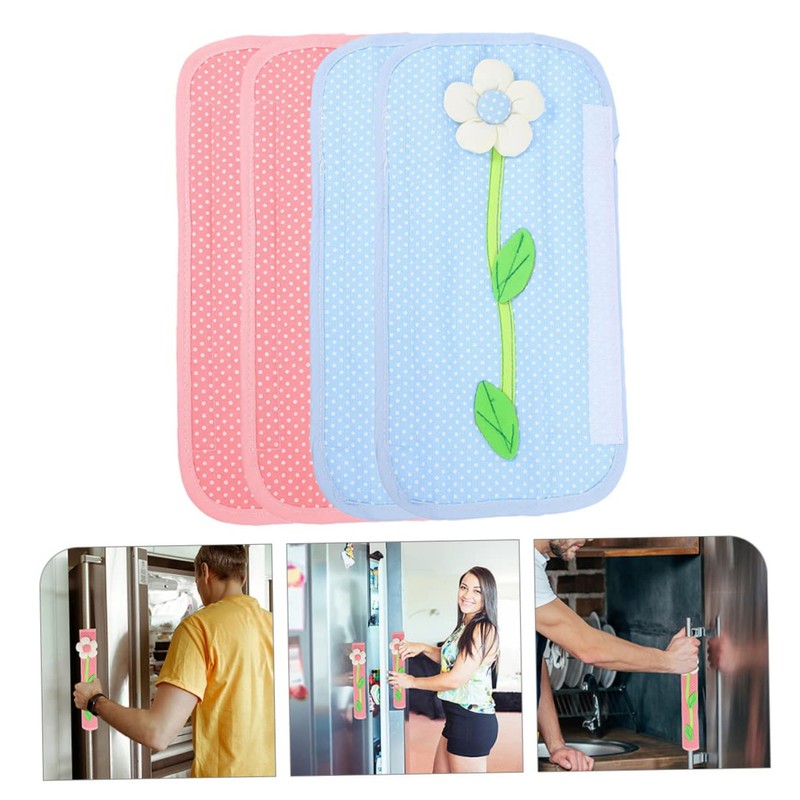 TEHAUX Elegant Kitchen Handle Covers 4pcs Refrigerator Handle Covers Fingerprint