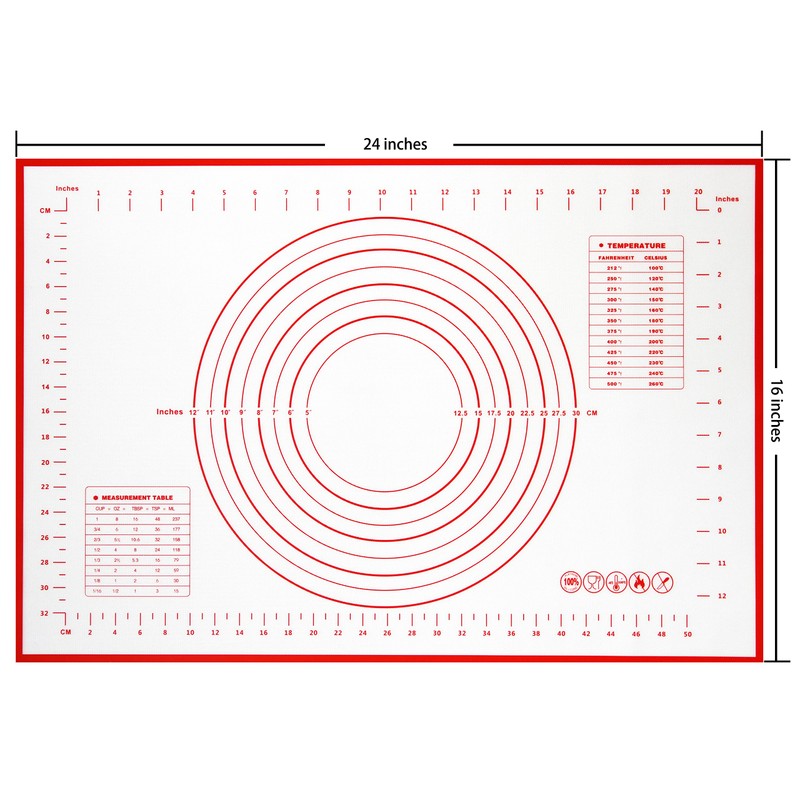 Yansumi silicone pastry non stick baking mat with measurement fondant