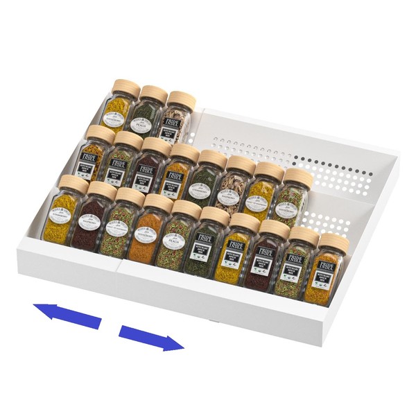 Wobmmi Expandable Metal Spice Drawer Organizer,3-Tier,Slanted Seasoning Jars Tray for