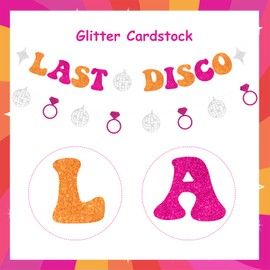 Sursurprise Last Disco Banner Kit Hot Pink Orange, Last Disco Bachelorette Decorations, 60s 70s Retro Disco Boho Bachelorette Party Supplies Disco Cowgirl Bridal Shower Decor