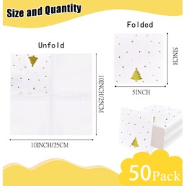 HEIPINIUYE 50 Pieces 3-ply Christmas Tree Napkin Disposable Cocktail Napkins Beverage Napkins Dessert Napkins Paper Napkins for Christmas Party Paper Dinner Napkins