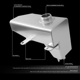 Auto Dynasty Aluminum Radiator Coolant Expansion Overflow Tank Reservoir Compatible with Ford Mustang 4.6L 5.0L 2010-2013