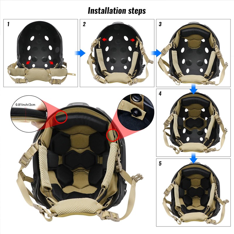 Yzpacc Tactical Helmet Pads and Helmet Chin Strap Replacement Adjustable