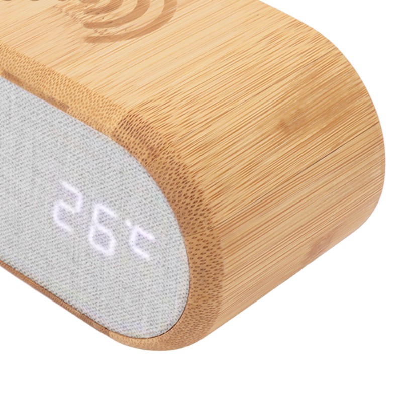 Wooden Alarm Clock USB Wireless Charging Wood LED Digital Display