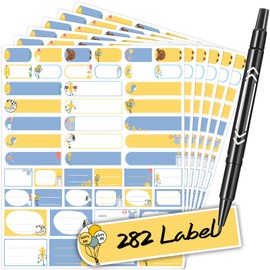 Nardo Visgo Waterproof Name Labels for Kids,Removable Write-on Baby Bottle Labels for Daycare & School Supplies,Kids Name Tag Stickers for Storage Bins Food Containers Water Bottles Sippy Cups,282pcs