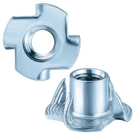 T-Nuts M6x9 (100 pcs), zinc Plated Steel, for Wood, Climbing Holds and cabinets