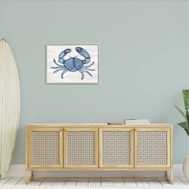 Stupell Industries Detailed Blue Crab Grainy Pattern Aquatic Botanicals, Design by Darlene Seale