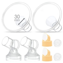 Maymom Brand 2 x Two Piece Small Breast Shield with Valve, Diaphragms and Maymom Connector Compatible with Medela Breast Pumps Top Hole Version (30mm)
