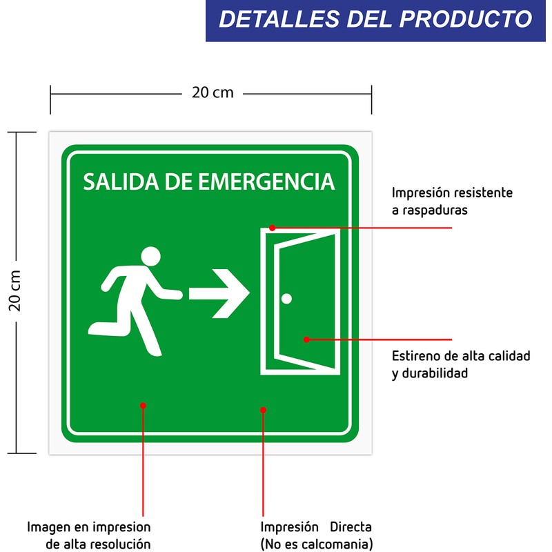 Letrero señalamiento salida de emergencia lado derecho