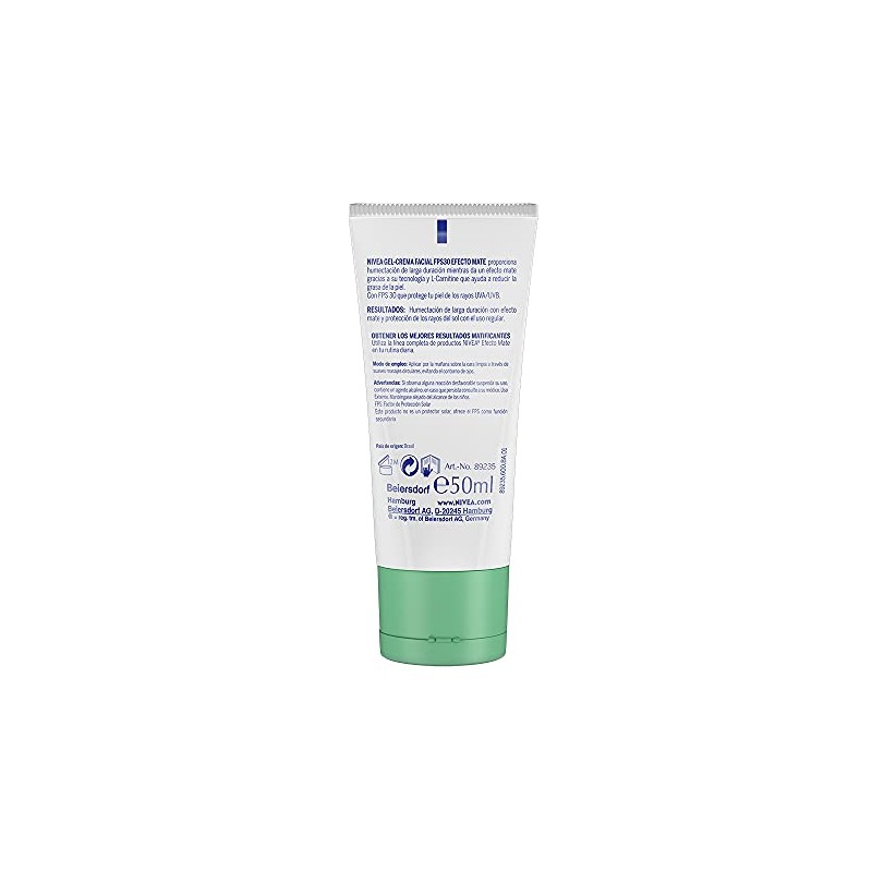 NIVEA Crema facial Hidratante Efecto Mate (50ml) Efecto anti brillo