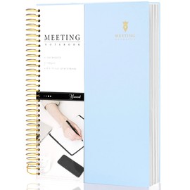 Yoment Meeting Notebook for Work with Action Items 8.5 x 11 Hardcover Professional Notebooks for Work Organizer Planner Business Meeting Notebooks for Note taking,Light Blue