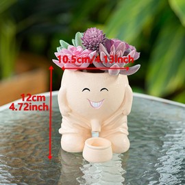 Head Planter,Unique Face Flower Vase Peeing Pot Head Planter for Indoor and Outdoor Decor, Cute Cactus Face Funny Office Plant Pots, Novelty Gift Set
