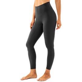 Lavento Women's All Day Soft Light Yoga Leggings 25" - No Front Seam Workout Legging Active Tights (Dark Gray, 6)