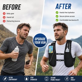 Lightweight Running Hydration Vest with 500ml Soft Flask & Phone Holder – Ultra-Light Reflective Marathon Pack for Men & Women Running Comfort