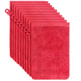 NatureMark Terry Cloth Wash Mitts, Pack of 10, Wash Cloth, 100% Cotton, Red, 15 x 21 cm