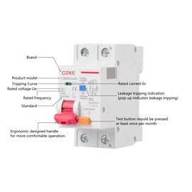 JDIME 30mA RCBO MCB 230V 50/60 Hz Residual Current Circuit Breaker with Over Current and Leakage Protection 6/10/16/20/25/32/40A (Color : 1P N, Size : B25A)