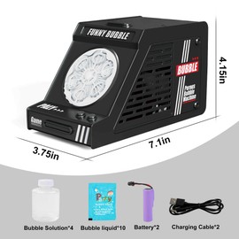 SmartYeen 2PCS Bubble Machine,Automatic Bubble Blower Operated by Plugin or Rechargeable Batteries,Big Bubbles Toys for Kids,Weddings Gifts Party Favors (Black+Black)