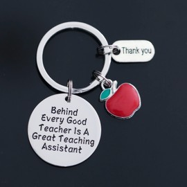 VALAFO Teacher Assistant Gifts Keychain for Women Men Teaching Aide Appreciation Key Chain Keyring Jewelry Great Best Teacher Assistant Keychain