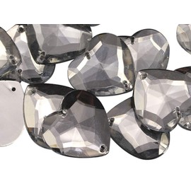 Allstarco 20mm Crystal Clear CH38 Flat Back Sew On Heart Rhinestones Beads for Crafts Plastic Acrylic Gems With Holes For Sewing, Clothing Embelishments, Costume Cosplays - 25 Pieces