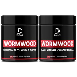 DEDICAD Wormwood Capsules - 12 Herbs Blended Black Walnut, Cloves, Ginger, Turmeric, Cinnamon, Apple, Quassia - 2 Packs 50 Capsules