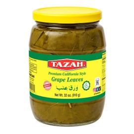 TAZAH California Style Turkish Grape Leaves in Jar – Vegan & Vegetarian – Perfect for Dolmas (Stuffed Grape Leaves) – Tender & Delicious – Net 32oz (Drained 16oz)