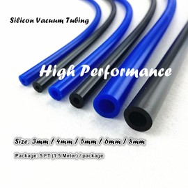 AotoKoop Manguera de tubo de aspiradora de silicona de alto rendimiento, diámetro interior de 6 mm, diámetro exterior de 11 mm, 5 pies por carrete (1,5 metros), presión máxima de 60 psi, color negro