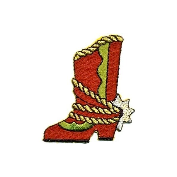 Unbranded Embroidered Iron-On Applique Cowboy Boot, 2 x 2+3/8 inch