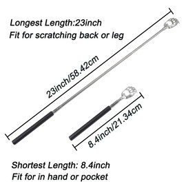 Back Scratcher, WOVTE Bear Claw Telescopic Back Scratcher Portable Extendable Stainless Steel Back Massager for Adults Stocking Fillers for Men Women Itch Relief Black