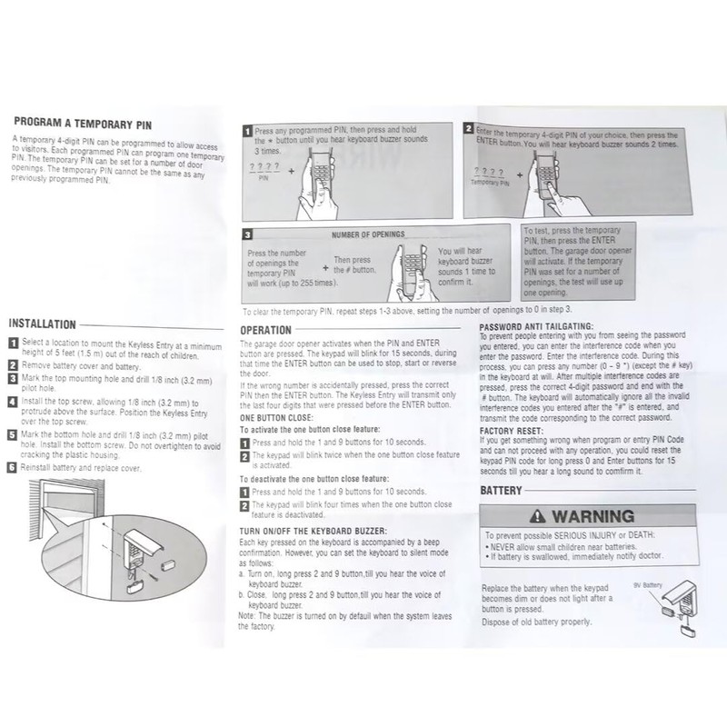 HaeKap Replacement Garage Door Opener Keypad Compatible with Linear LD033,
