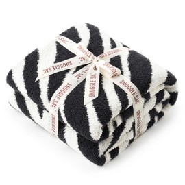 Snuggle Sac Zebra Blanket Black Zebra Print Blanket Twin Size, Ultra Soft Reversible Zebra Throw Blanket for Couch, Sofa & Bed, 60x80 inches