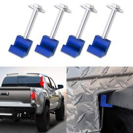 QZTYTY 4PCS Truck Tool Box Mounting Kit, Truck Box Hooks, Pickup Truck Tool Box Tie Downs Aluminum J Hook Crossover with Screws and Washers, Tool Box Clamps for Fixing Pickup Truck Tool Box (Blue)