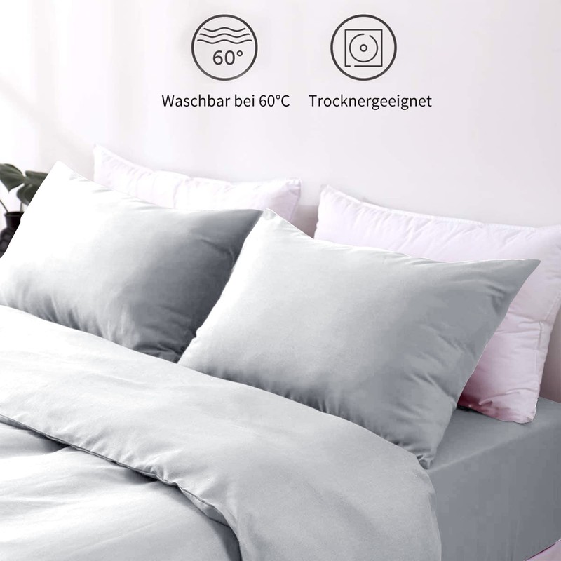 Hafaa Silver Pillowcases 2 Pack Brushed Microfiber Plain Pillow Cases