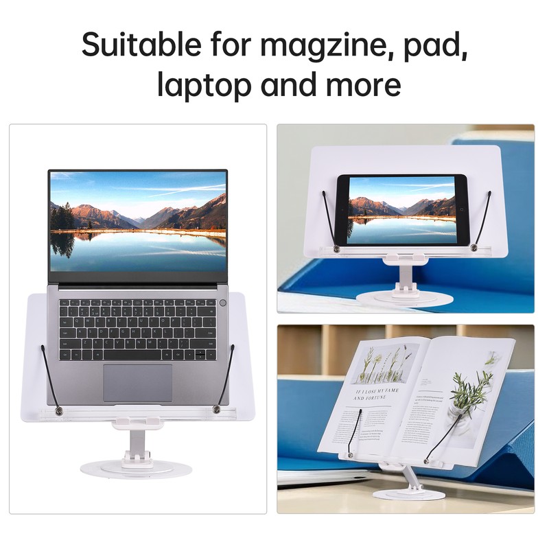 Desktop Book Stand for Reading with 360° Rotating Base &