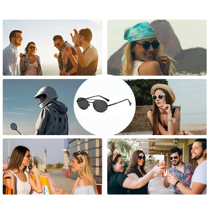 YAMEIZE Retro Metal Frame Pilot Round Sunglasses for Men and