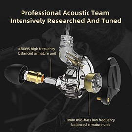 KZ ZSN PRO X - Auriculares con cable para monitor de oído, driver dinámico híbrido con armadura equilibrada, auriculares IEM, driver dual, 1DD, 1BA, sonido estéreo profundo, auriculares ergonómicos,…