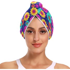 Toalla de microfibra para cabello rizado, color margaritas africanas con botones, anti-Frizz, para cabello rizado, toalla de microfibra para cabello, paquete de 2