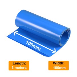 Length 9.9ft Blue Color PVC Heat Shrink Wrap Tube of Width 100mm(3.93in) for 18650 21700 Battery Packs, DIY Power Projects
