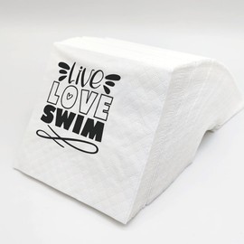 SharkBliss Funny Swimming Quotes Cocktail Napkins, 100 Pack Live Love Swim Saying Disposable Beverage Paper Cocktail Napkins For Party Table Decor 2-Ply, 5x5" (Live Love Swim)