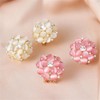 Dainty Round CZ Flower Stud Earrings for Women 925 Sterling