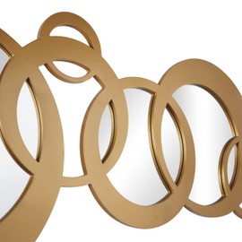 Deco 79 Wooden Geometric Room Wall Mirror Circles Entryway Mirror, Wall Mounted Mirror 56" x 1" x 23", Gold