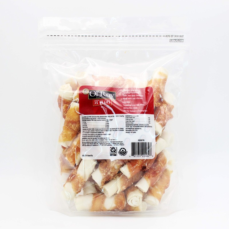 Ol' Roy Rawhide 2.5" Roll with Chicken Dog Treats 36