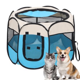 Dog Cat Playpen, Puppy Pet Playpen, Indoor/Outdoor Dog Pen, Portable Foldable Playpen Outdoor Tent Crate Cage with Zipper Top Cover Door, Pop Up Collapsible Kitten Play Pen Tent for Camping RV