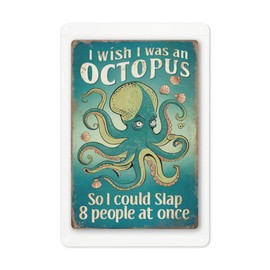 Ocean Dreamer Tin Sign 8X12IN Coastal Metal Wall Art for Seaside Cottage, Kids Room & Marine Life Decor